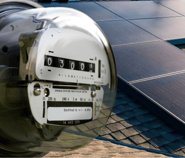 Meter that shows one of the various rate structures for net energy metering